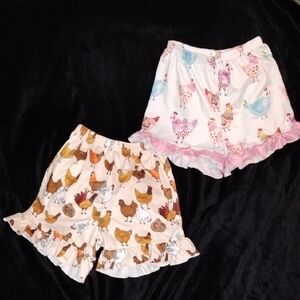 Charming Chicken Print Kids Shorts Set